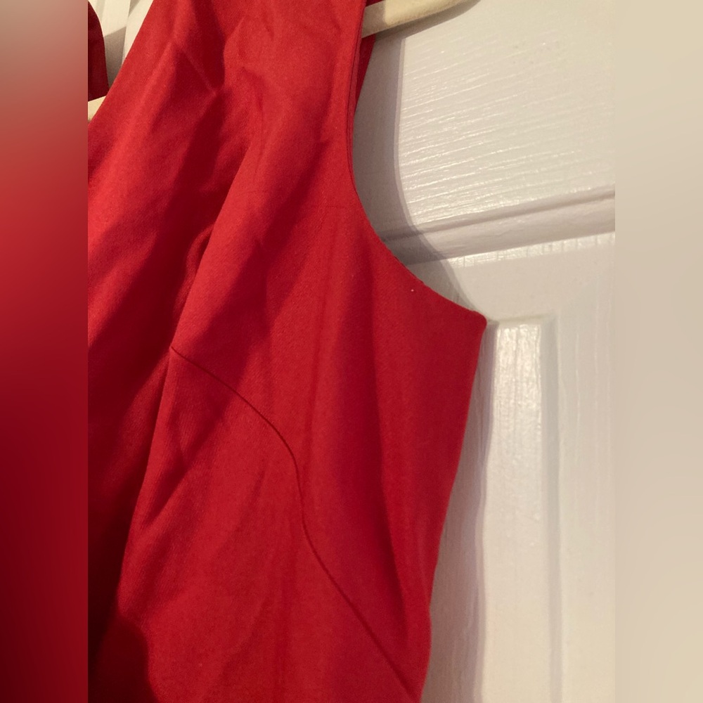 LOFT Red Sleeveless Button Front Mini Dress - Picture 8 of 13
